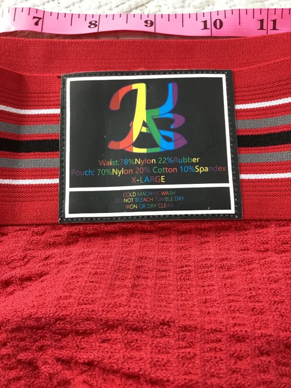 Mens Red Jockstrap*Striped Waistband Breathable Stretch Fabric*Gay*XL*NIP